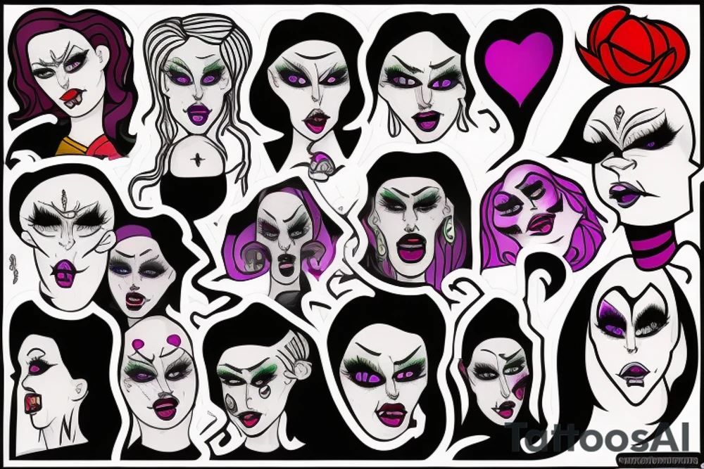 Horror drag queen tattoo idea
