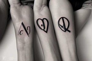 I would like a minimal feminine tattoo with my grandchildren's initials incorporated.  The initials are JP and ML. I like infinity signs tattoo idea