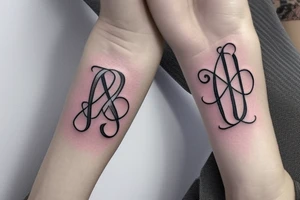 I would like a minimal feminine tattoo with my grandchildren's initials incorporated.  The initials are JP and ML. I like infinity signs tattoo idea