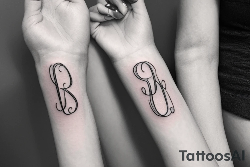 I would like a minimal feminine tattoo with my grandchildren's initials incorporated.  The initials are JP and ML. I like infinity signs tattoo idea
