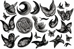 Sea moon butterfly tattoo idea