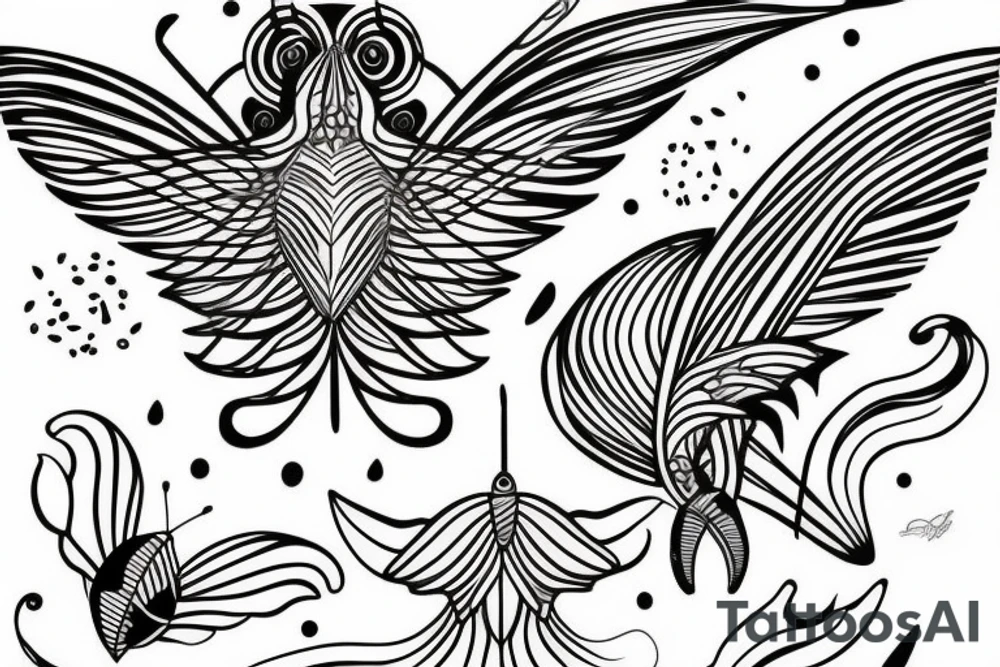 Sea moon butterfly tattoo idea