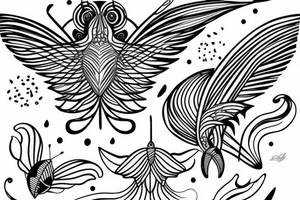 Sea moon butterfly tattoo idea