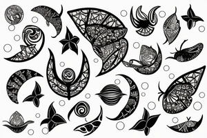 Sea moon butterfly tattoo idea