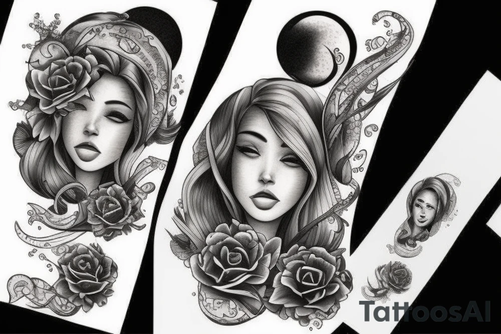 Sea with moonlight tattoo idea