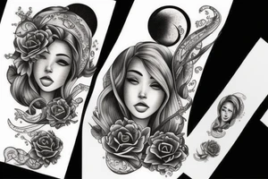 Sea with moonlight tattoo idea