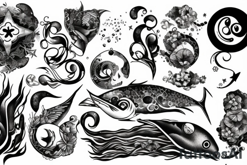 Sea with moonlight tattoo idea