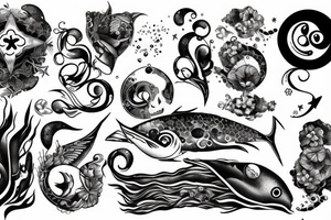 Sea with moonlight tattoo idea