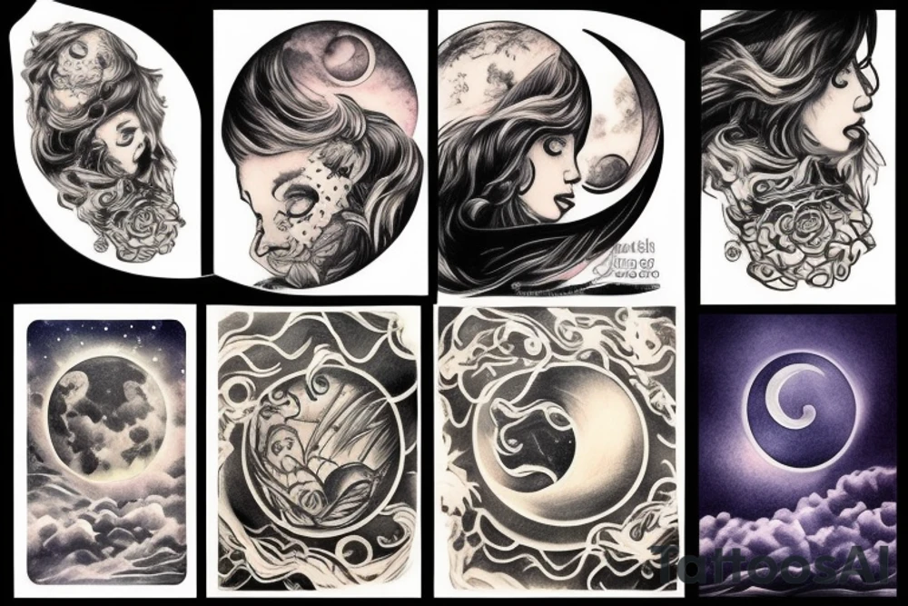 Sea with moonlight tattoo idea