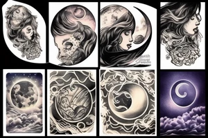 Sea with moonlight tattoo idea