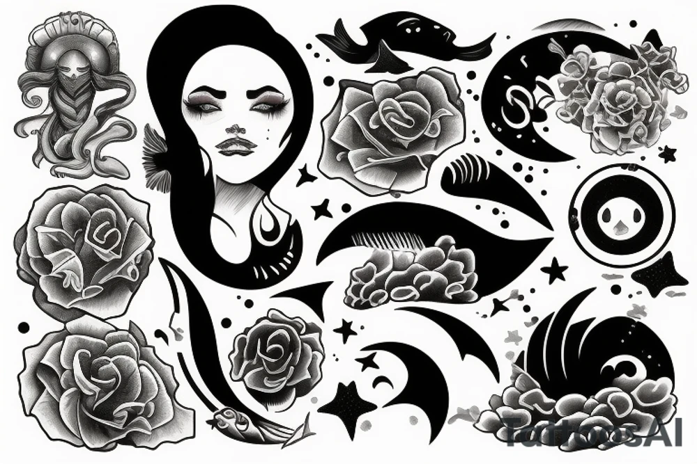 Sea with moonlight tattoo idea