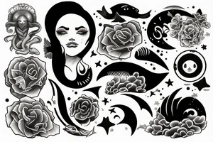 Sea with moonlight tattoo idea