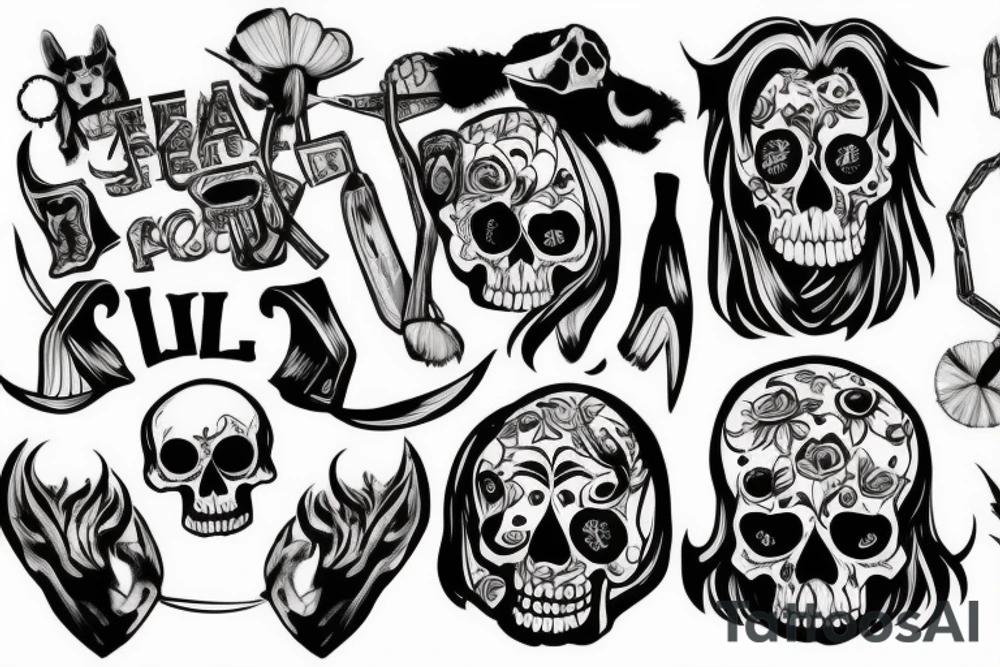 skull eating a dog tattoo idea