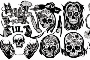 skull eating a dog tattoo idea
