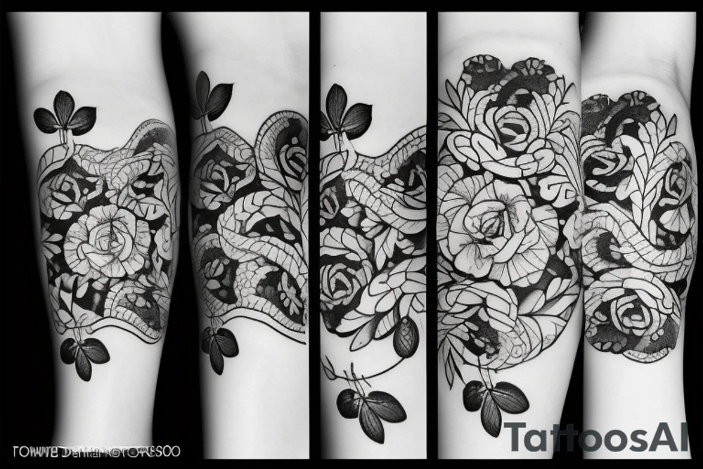 3 numbers with flowers tattoo idea