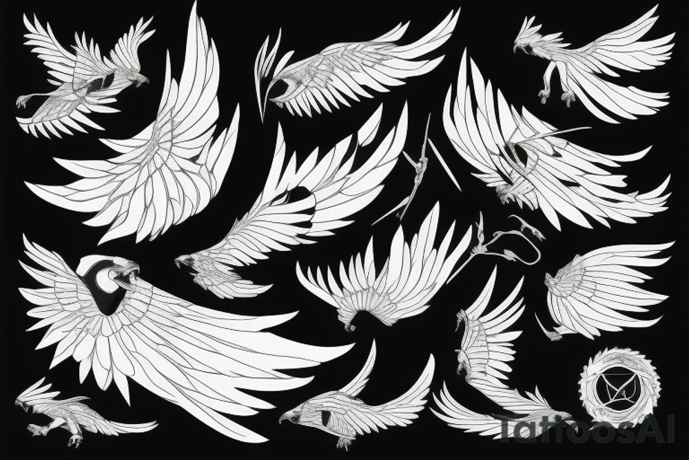 Osprey flight feathers elements abstract tattoo idea