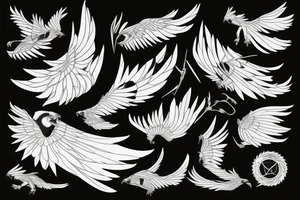 Osprey flight feathers elements abstract tattoo idea