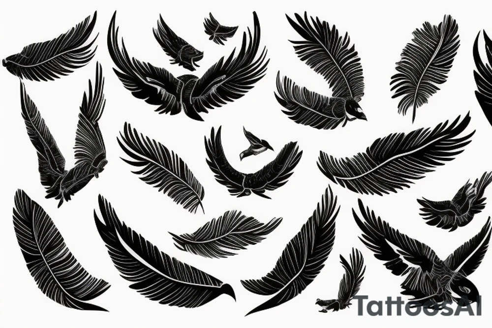 Osprey flight feathers elements abstract tattoo idea