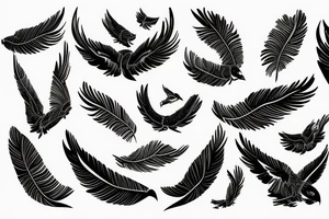 Osprey flight feathers elements abstract tattoo idea