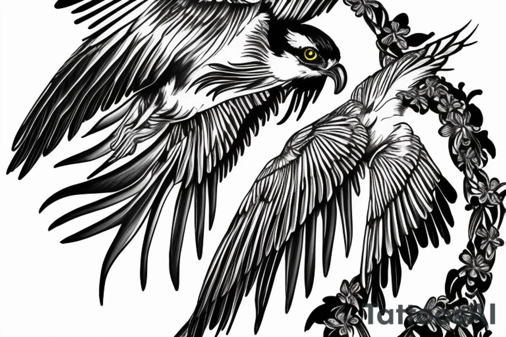 Flying Osprey sleeve design tattoo idea