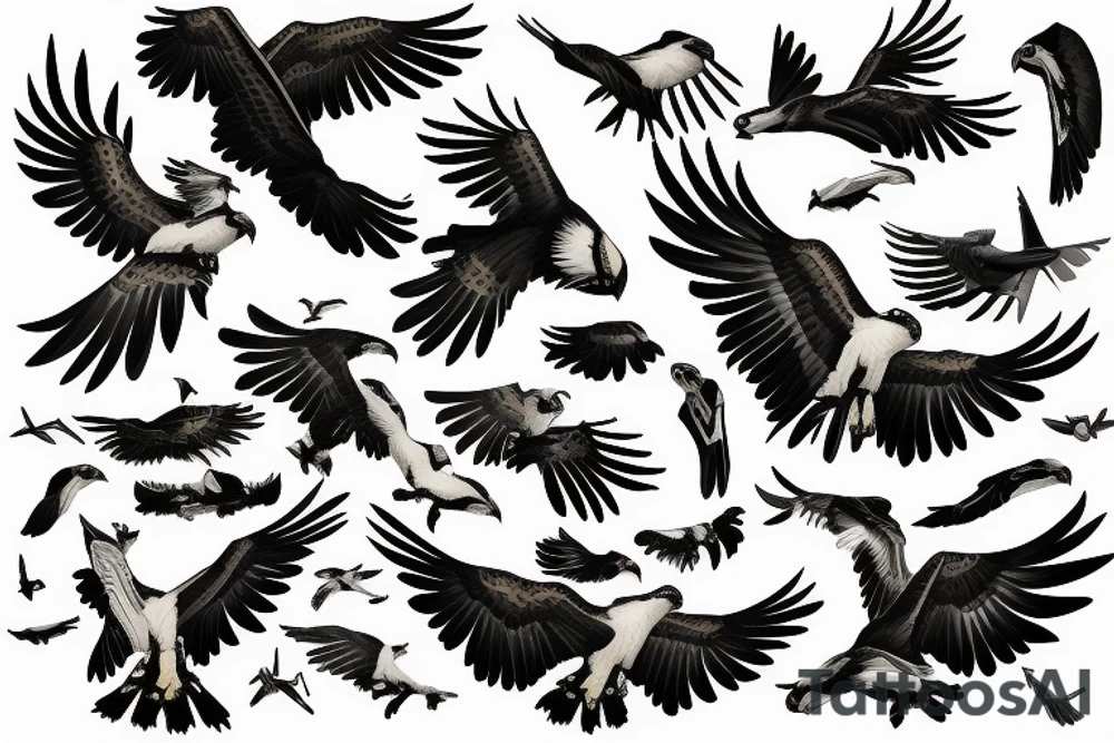 Osprey in flight tattoo idea