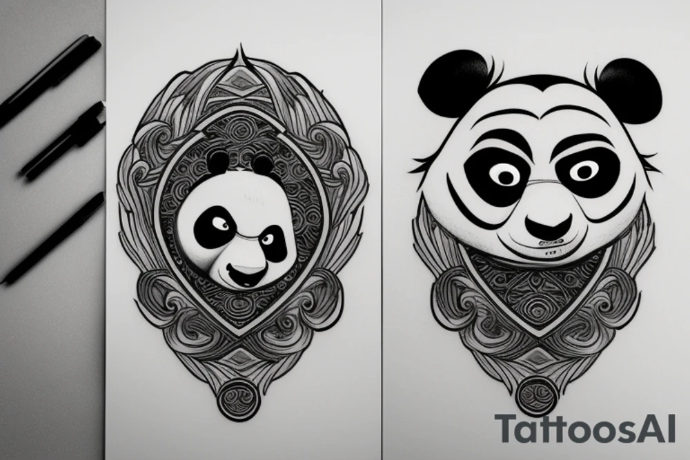 Symmetrical Kung fu panda tattoo tattoo idea
