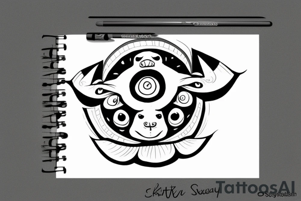 Symmetrical master oogway tattoo idea