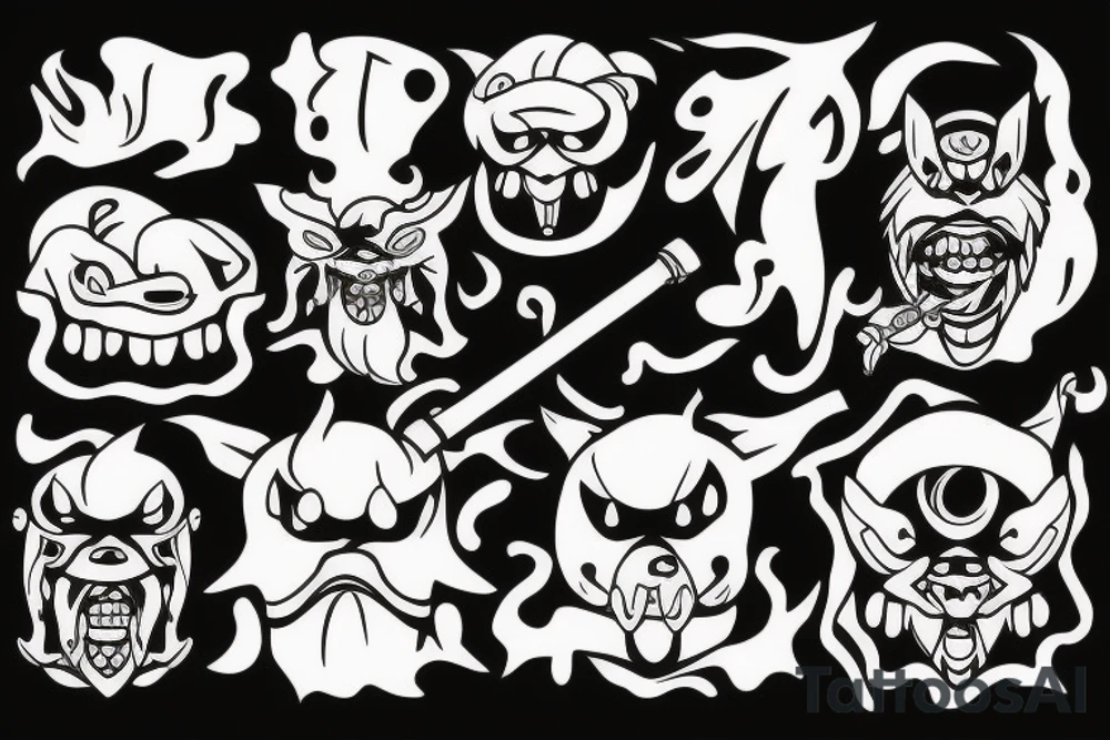 Oni smoking pipe tattoo idea