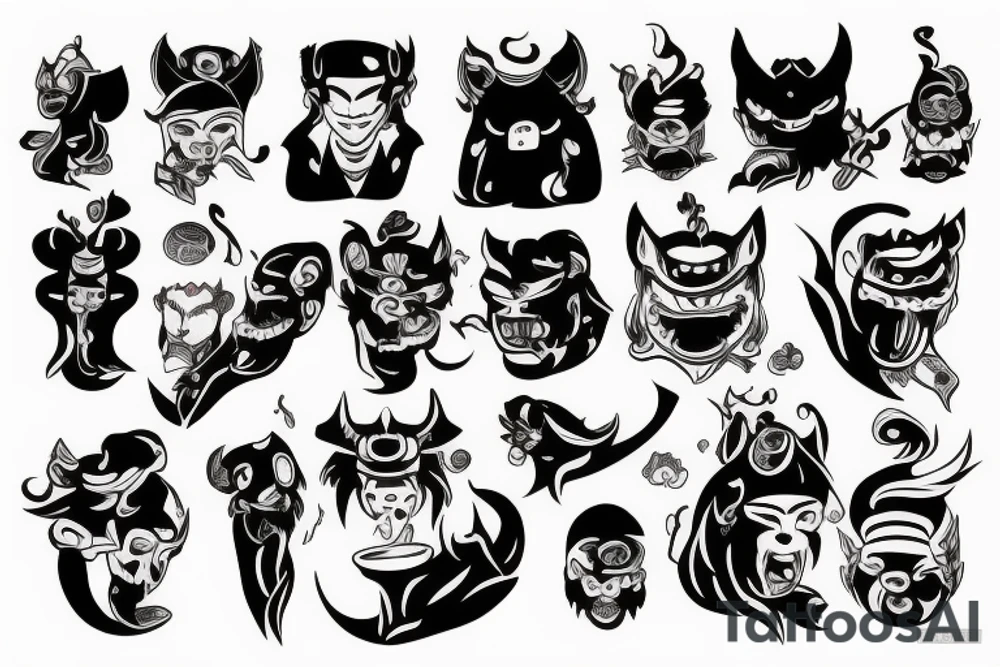 Oni smoking pipe tattoo idea