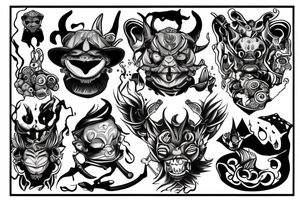 Oni smoking pipe tattoo idea