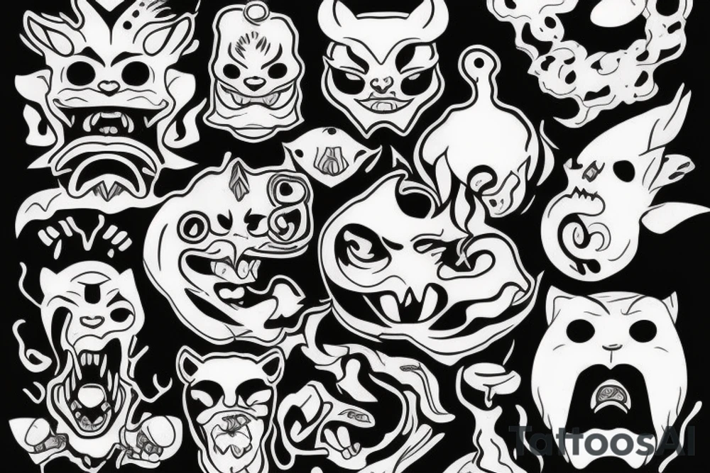 Oni smoking pipe tattoo idea