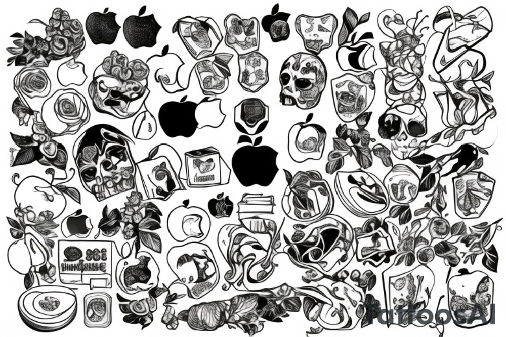 a cardboard box filled with apples tattoo idea