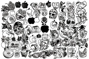 a cardboard box filled with apples tattoo idea