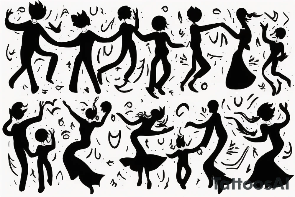 Dancing happiness family struggle tattoo idea