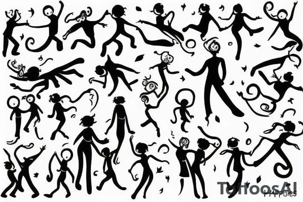 Dancing happiness family struggle tattoo idea