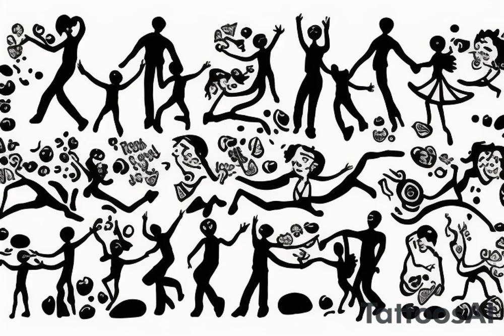 Dancing happiness family struggle tattoo idea