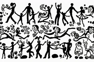 Dancing happiness family struggle tattoo idea
