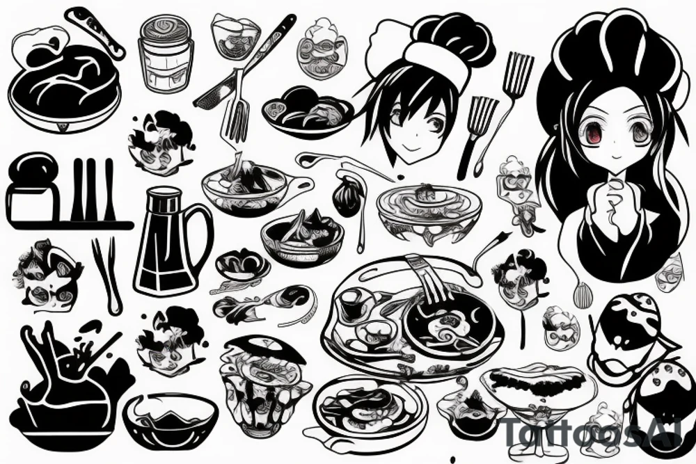 Cooking, chef, anime tattoo idea