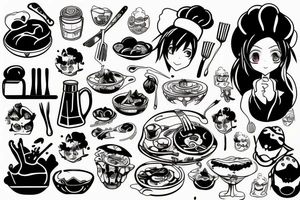 Cooking, chef, anime tattoo idea
