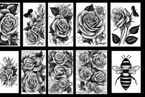 rose, bees, and honeycomb tattoo idea