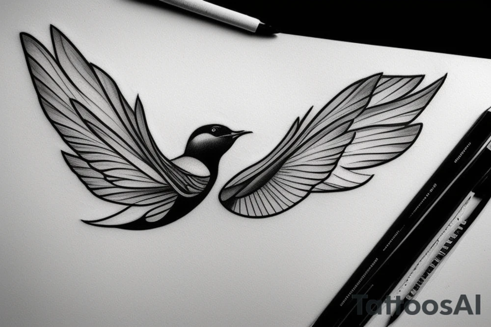 Swallow escaping from a cage tattoo idea