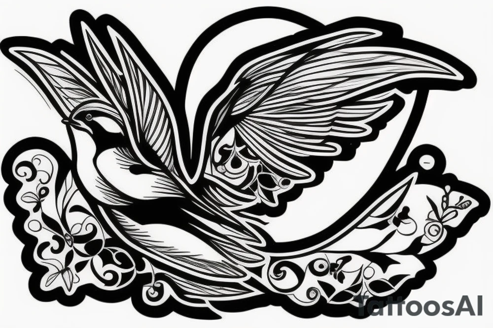 Swallow flying from a cage tattoo idea