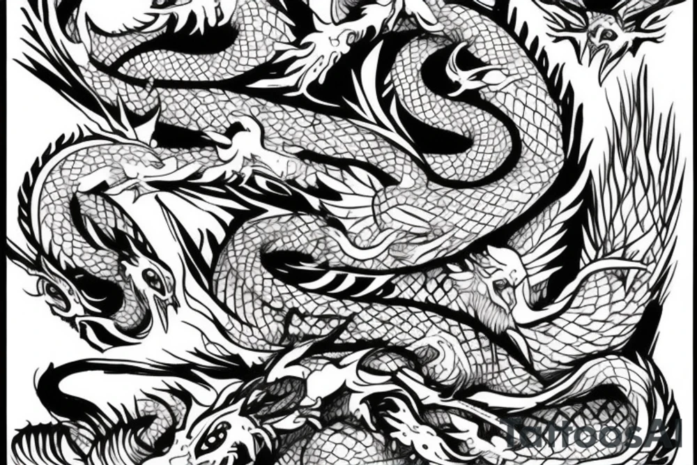 The word Mondragon with dragons around tattoo idea