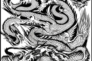 The word Mondragon with dragons around tattoo idea