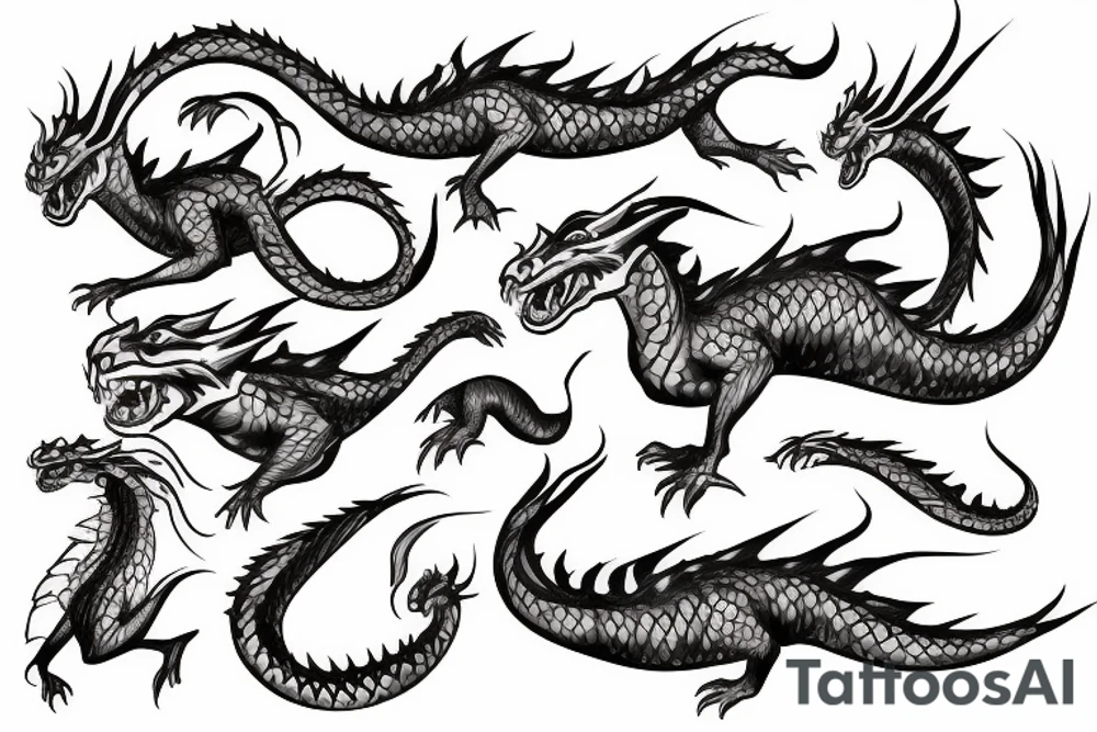 The word Mondragon with dragons around tattoo idea