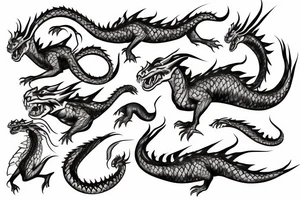 The word Mondragon with dragons around tattoo idea