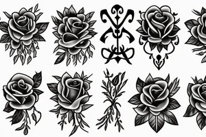 Roses, crosses and poppies tattoo idea