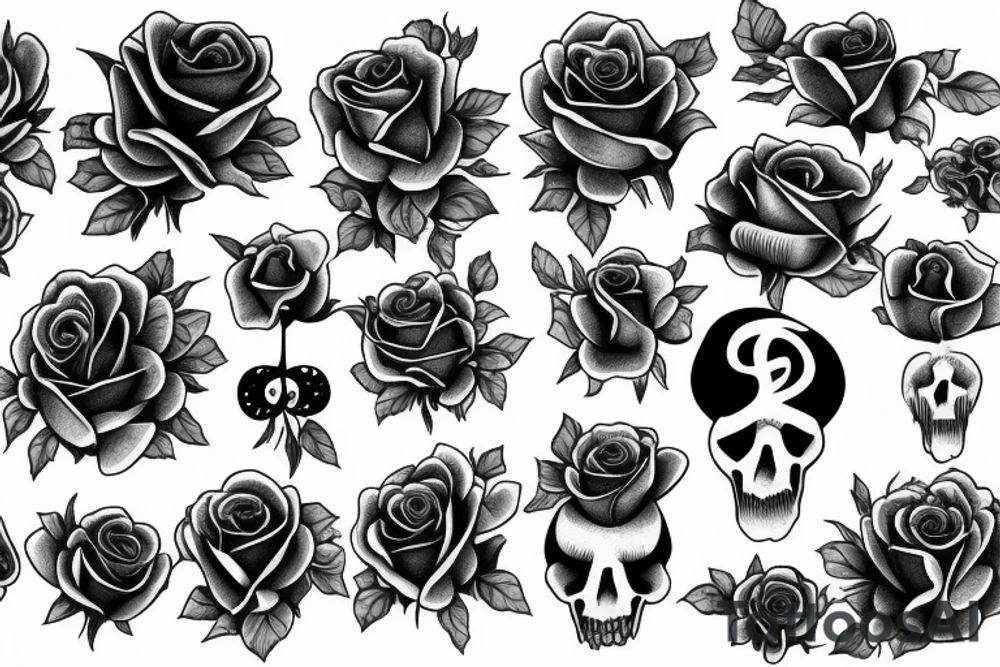 Roses, crosses and poppies tattoo idea