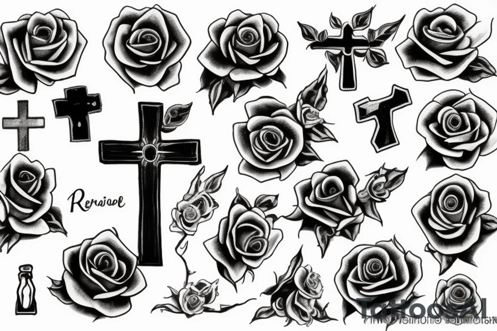 Roses, crosses tattoo idea