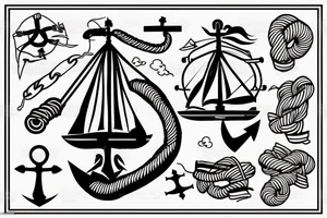 a ship that uses rope to find an anchor tattoo idea